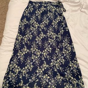 Blue Rain - Floral Maxi Wrap Skirt